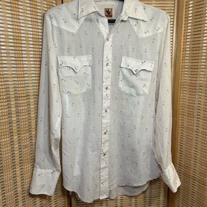 Vintage Cowhand Brand Mens Pearl Snap Button Up long sleeve shirt Western